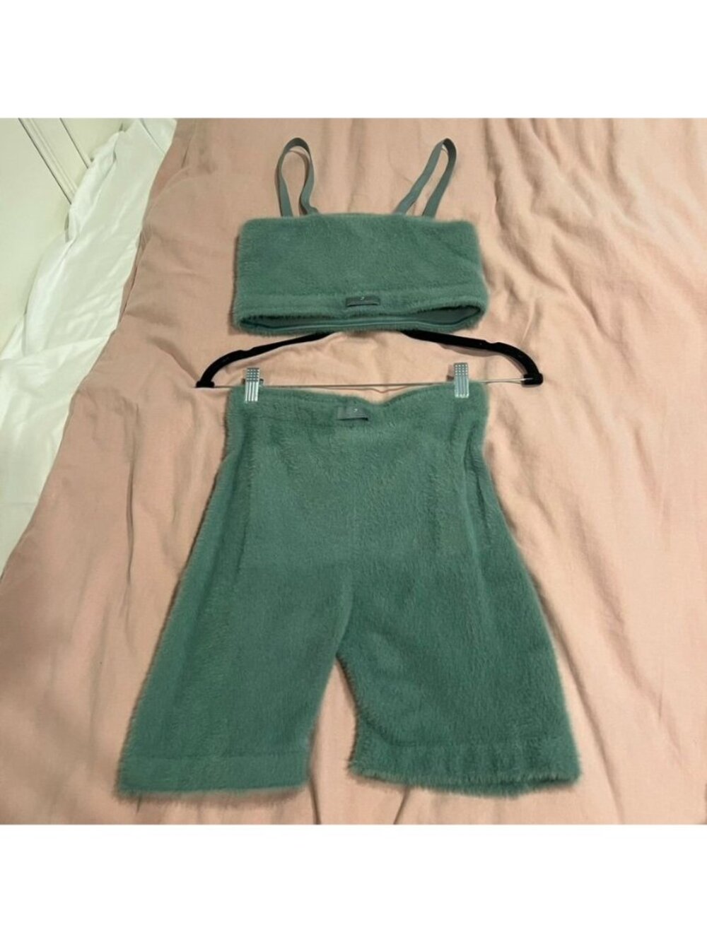 2PC Gymshark Whitney Simmons Green Bandeau Shorts Matching Lounge Set Size Small